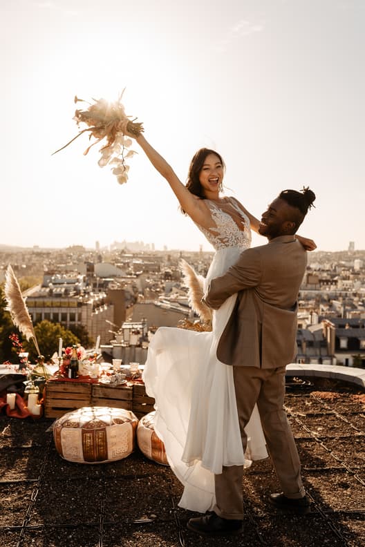 Rooftop Paris Elopement Photoshoot