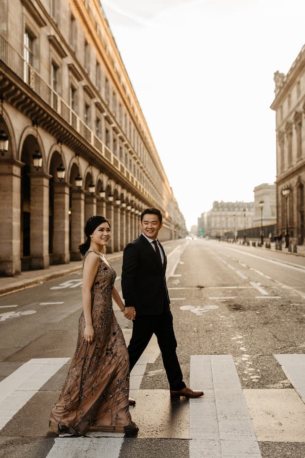 parisian street wedding photo