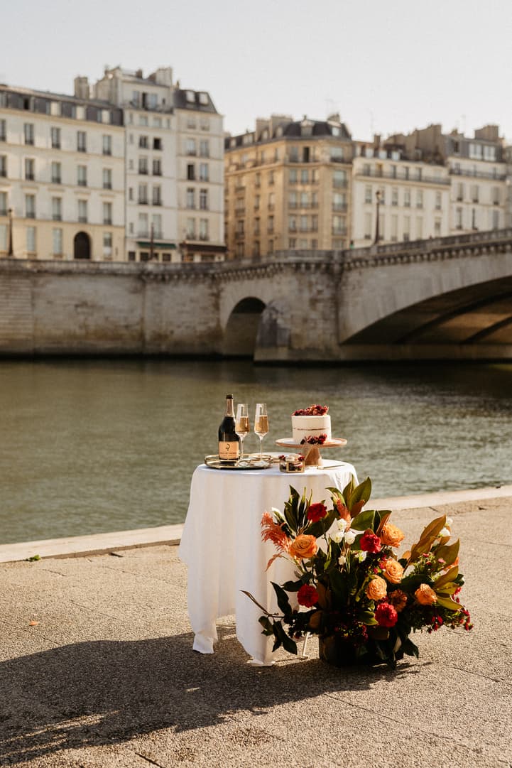 table setup decoration for paris elopement wedding