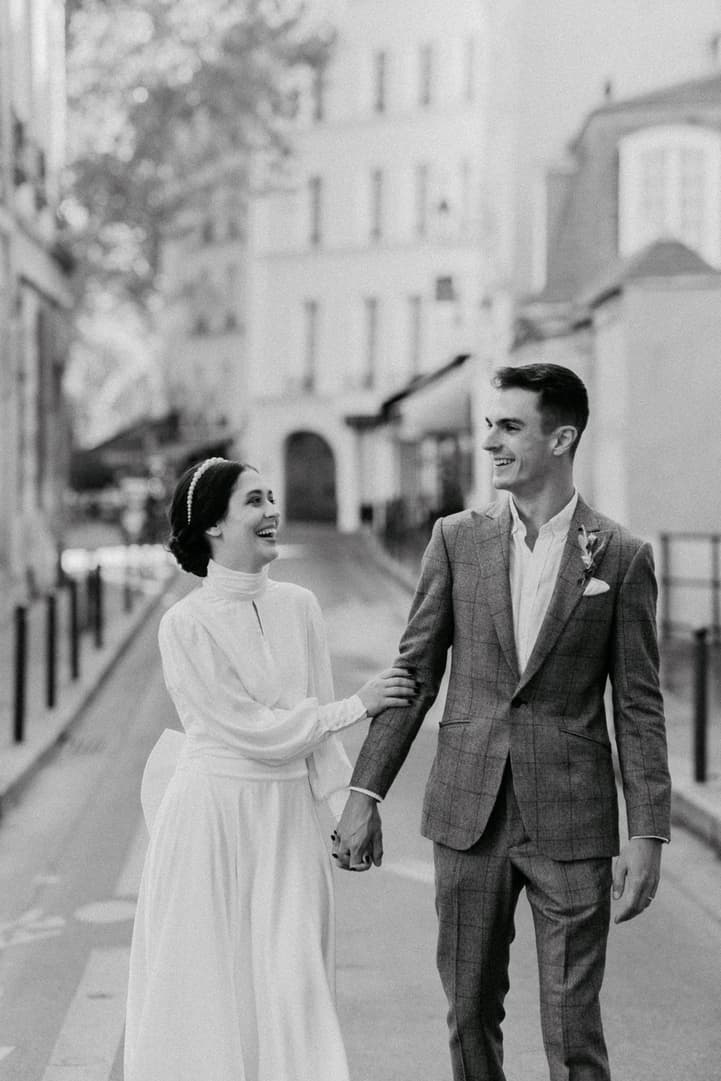 couple wedding portraits in black and white