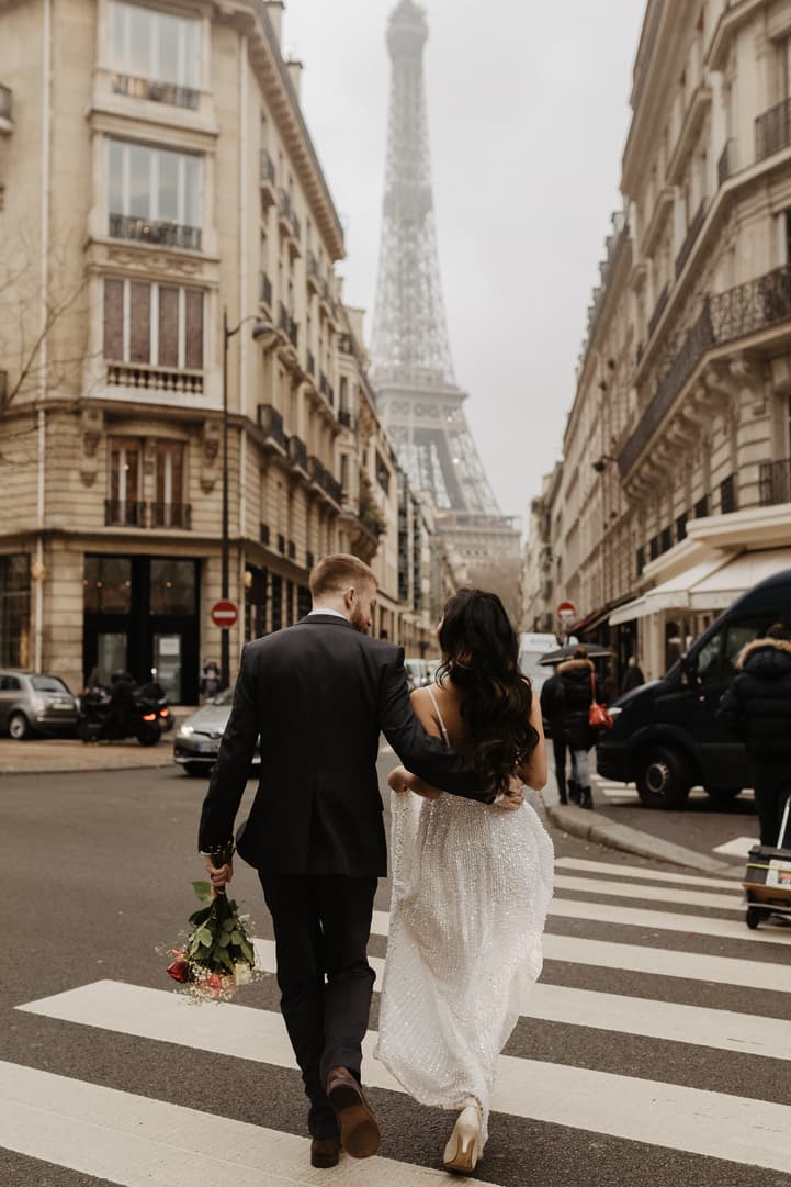 Paris elopement with eiffel tower view