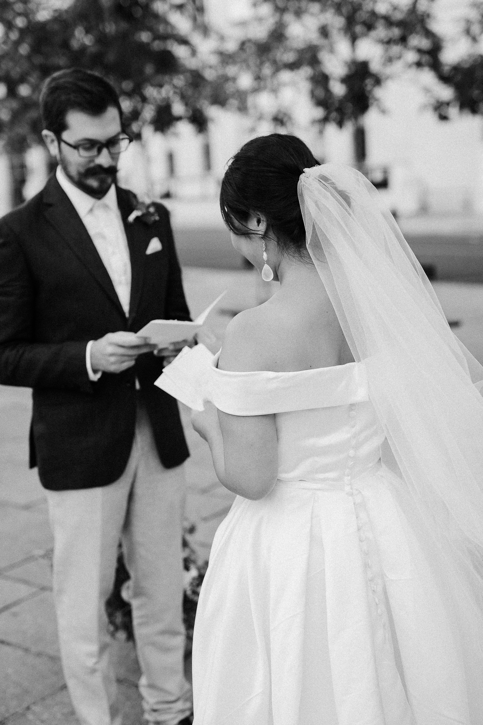 Black and white: Haruka and Florent reading their vows to each other