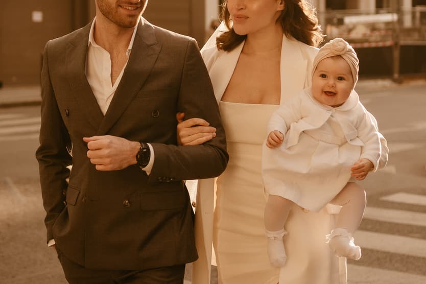 cute baby family portrait in Paris