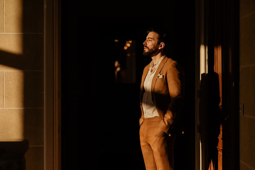 Groom at elopement wedding