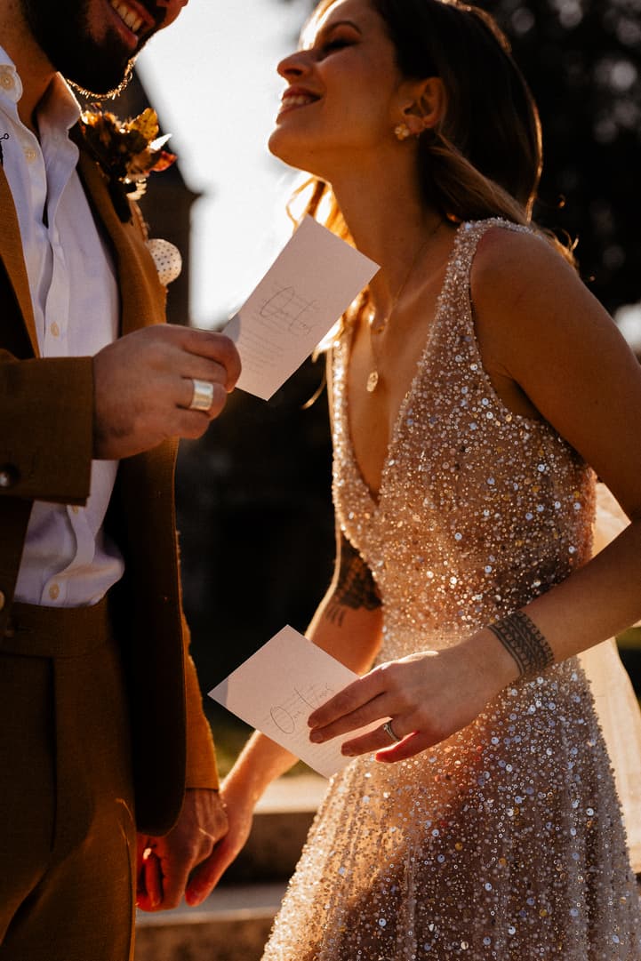 couple exchange vows at their intimate wedding