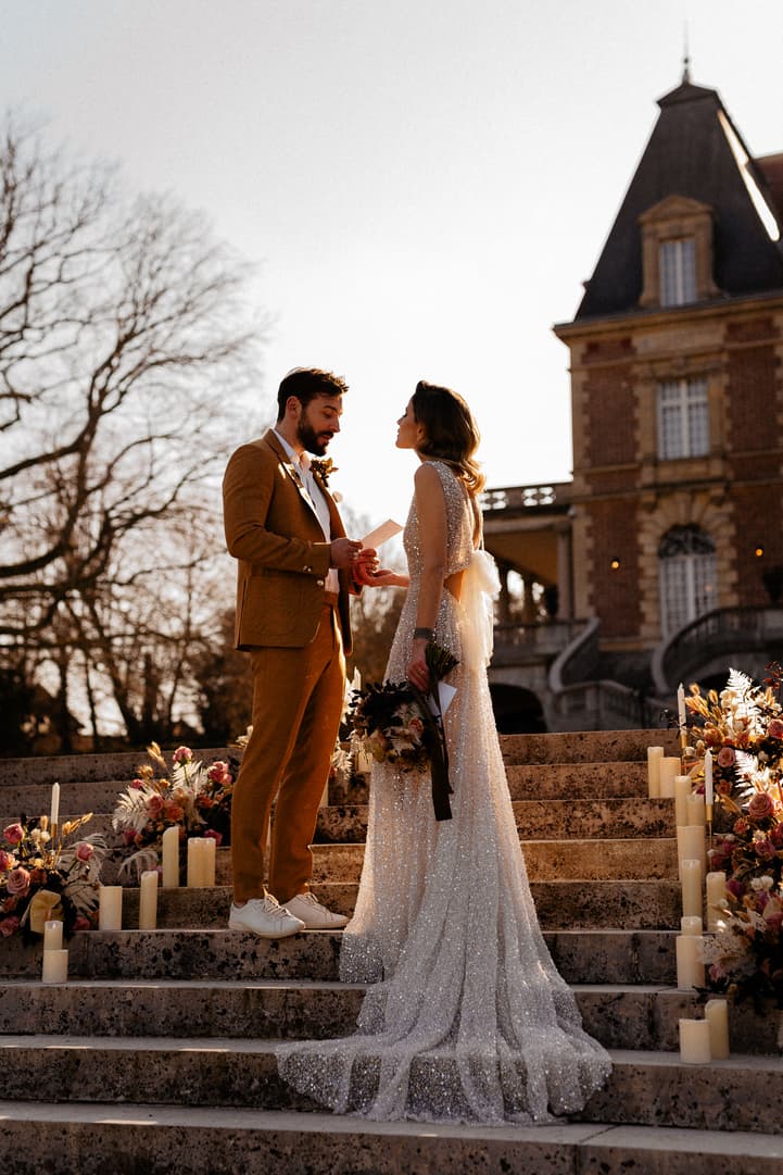 couple exchange vows at their intimate wedding