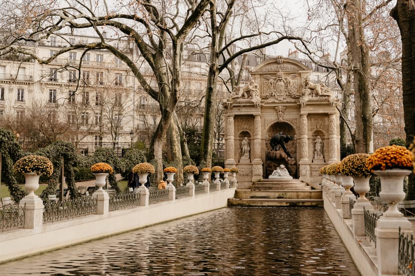 Luxembourg Gardens Autumn Elopement Colorful autumn colors