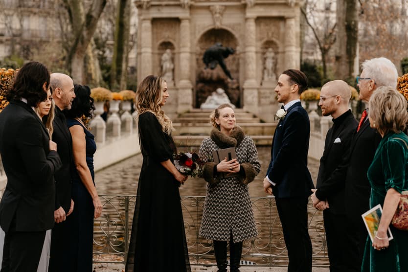 Luxembourg Gardens Autumn Wedding Elopement Colorful autumn colors