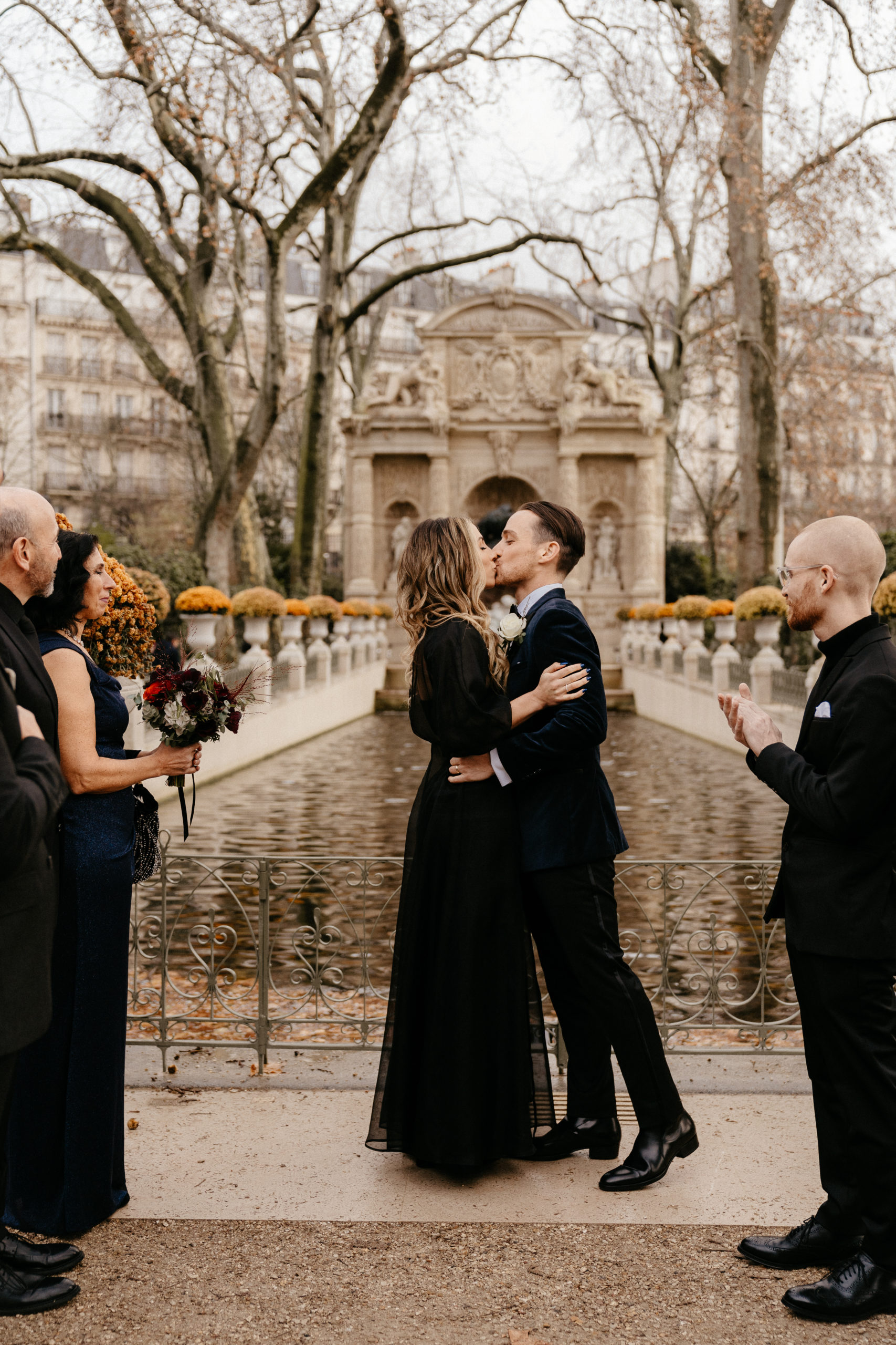 Luxembourg Gardens Autumn Wedding Elopement Colorful autumn colors