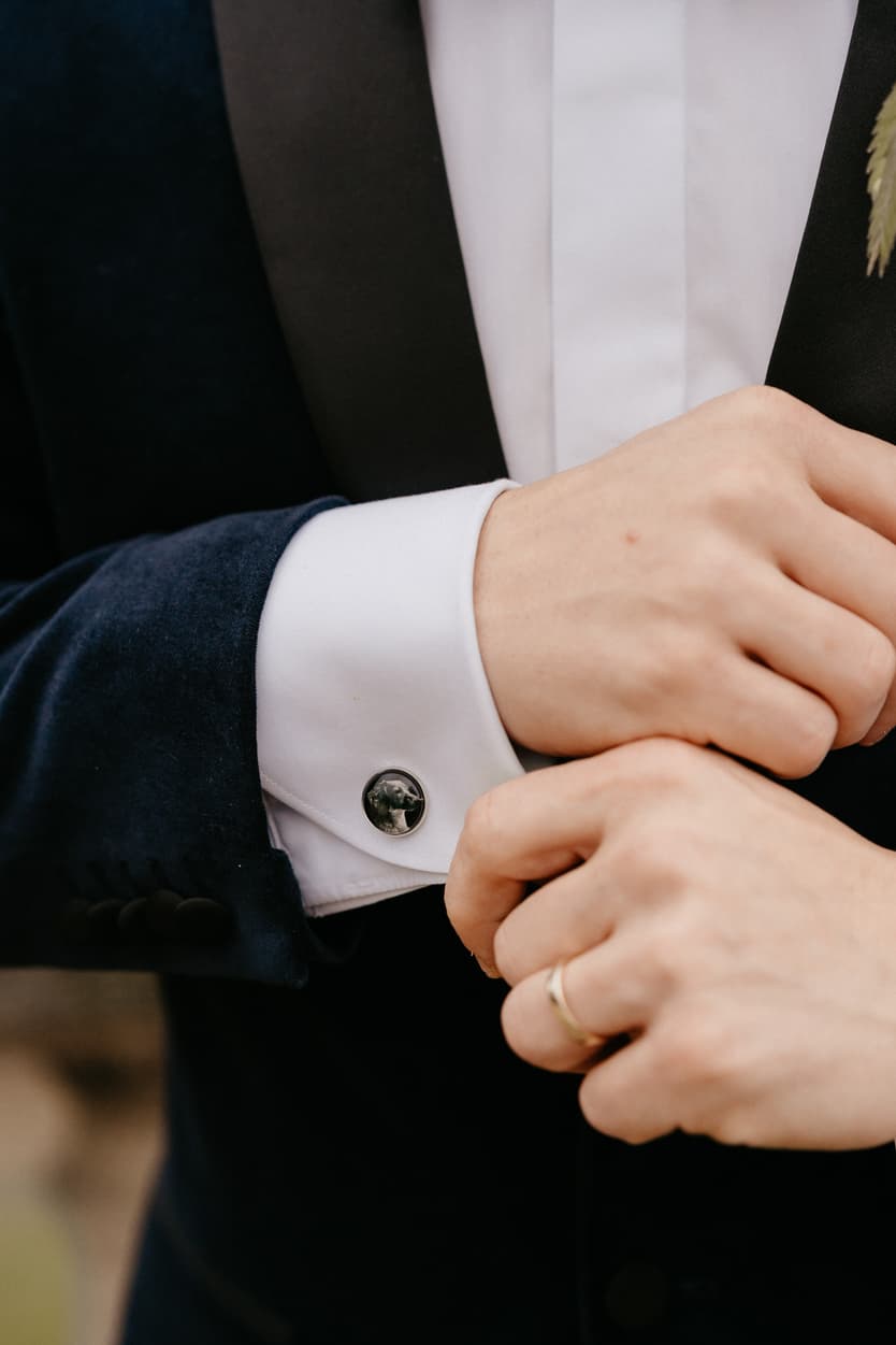 Wedding Elopement Details Loved Ones on Cufflinks Photography
