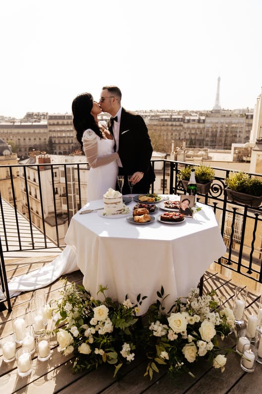 Private Terrace after Ceremony Celebration with Cake & Champagne in Paris