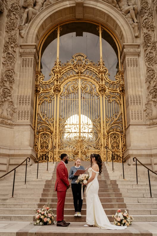 Couple Elopement Ceremony golden Gates Petit Palais Paris