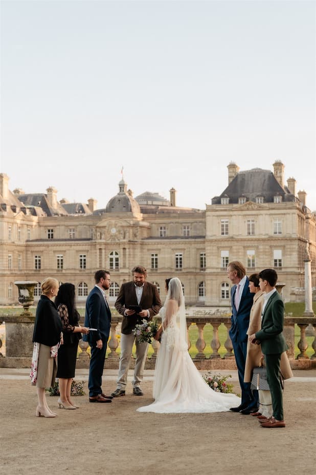 Elopement ceremony Luxembourg Gardens Paris Sunrise