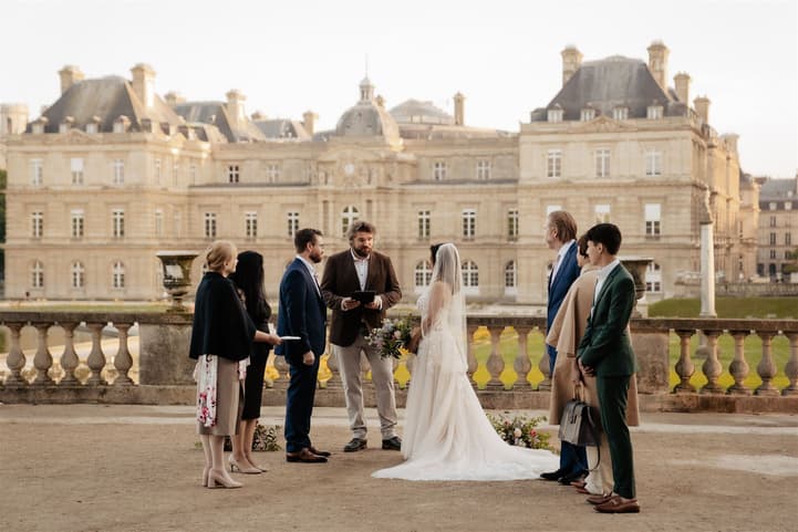 Elopement ceremony Luxembourg Gardens Paris Sunrise