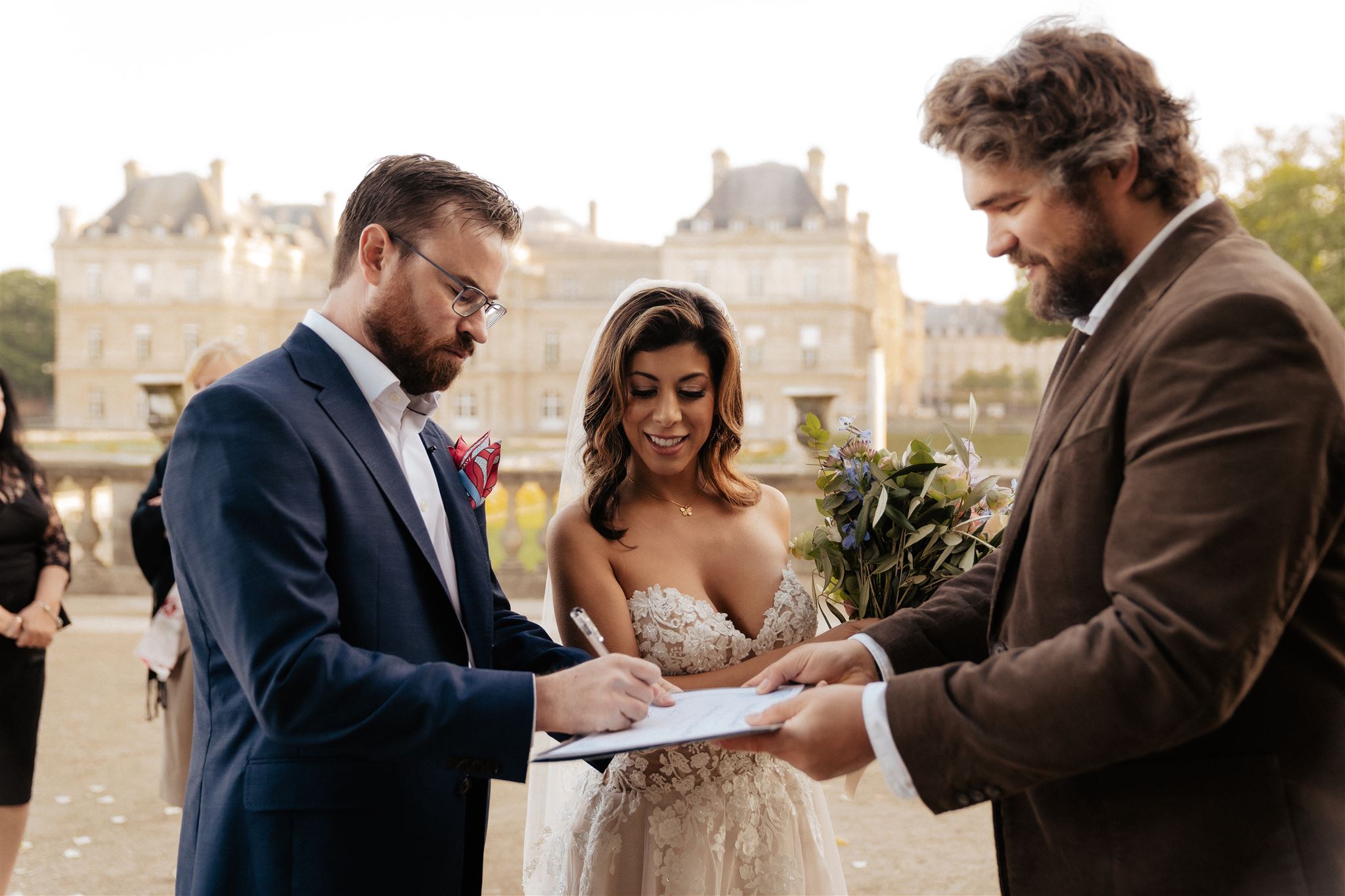 Elopement ceremony Luxembourg Gardens Paris Sunrise