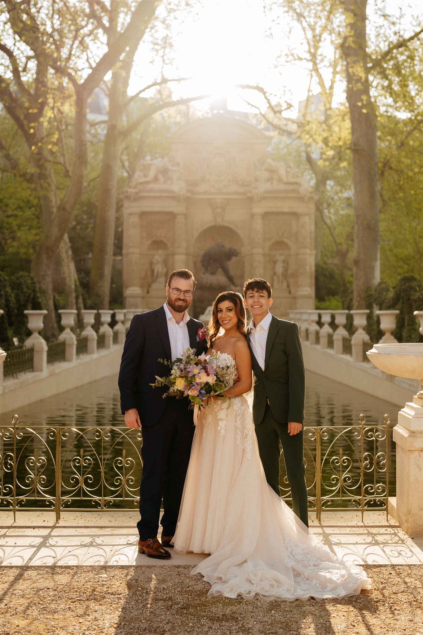 Elopement couple's with son photos Spring Luxembourg gardens