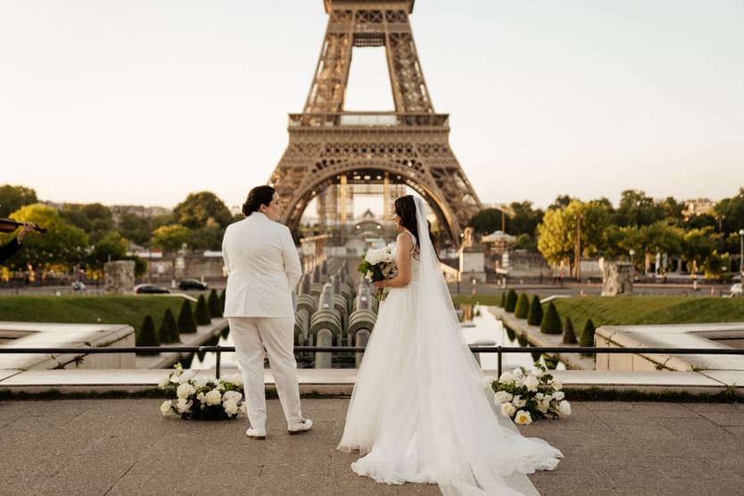 First Look gay wedding elopement ceremony eiffel tower