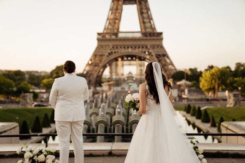 First Look gay wedding elopement ceremony eiffel tower