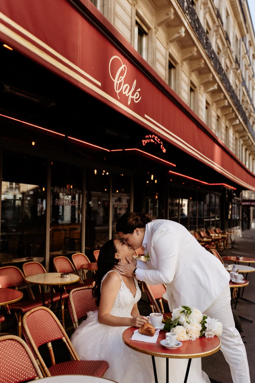 French Cafe Gay Wedding Elopement Inspiration Paris