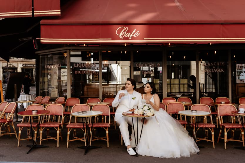 French Cafe Gay Wedding Elopement Inspiration Paris