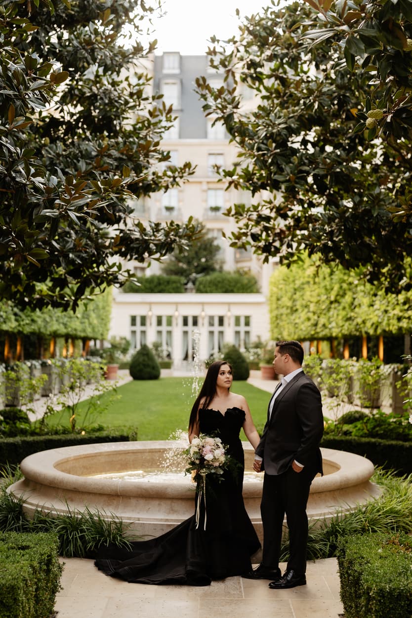 Paris Elopement Packages Elopement Photographer Videographer Ritz Paris garden couple
