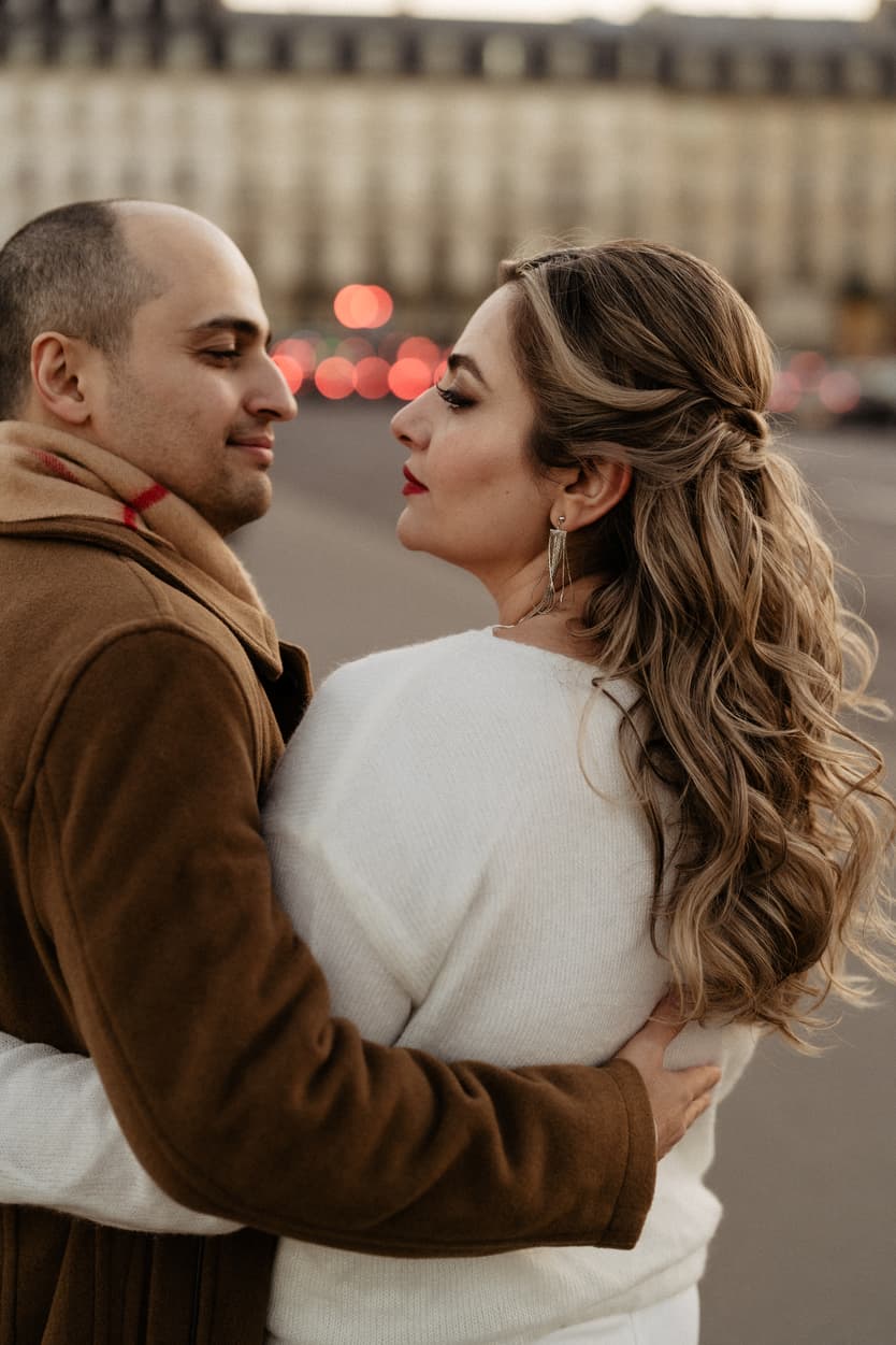 Paris Elopement Packages Elopement Photographer Videographer winter elopement couple Louvre Paris 