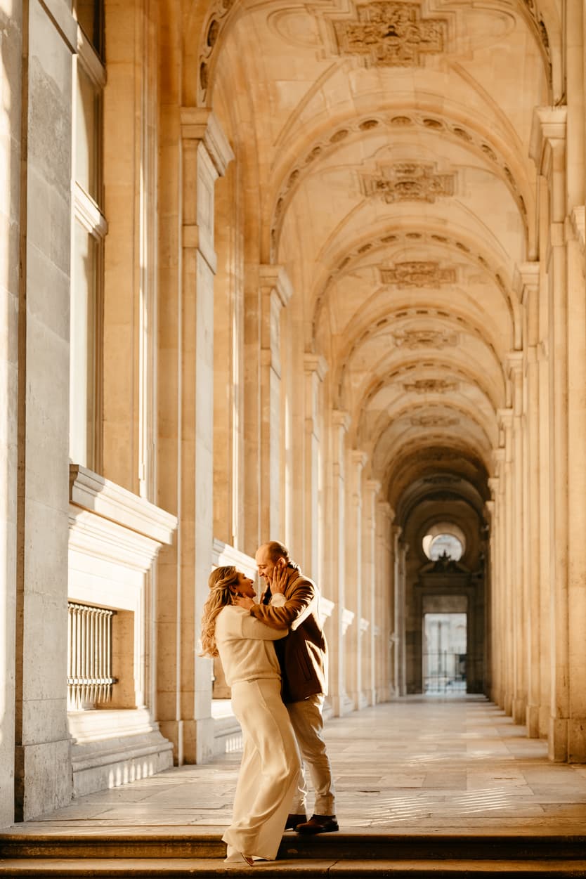 Paris Elopement Packages Elopement Photographer Videographer winter elopement couple Louvre Paris 
