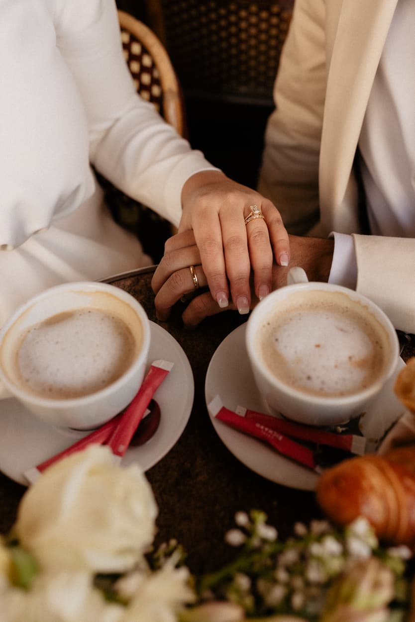 Paris Elopement Packages Elopement Photographer Videographer winter elopement couple details cafè Paris 