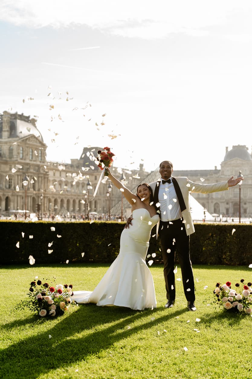 Best Elepement Ceremony Locations in Paris view of Louvre