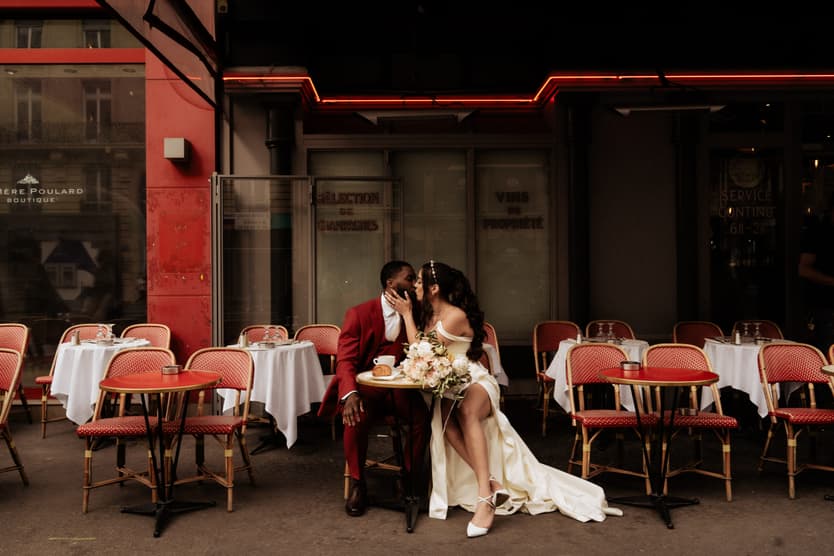 cool black couple intimate moment in paris cafe