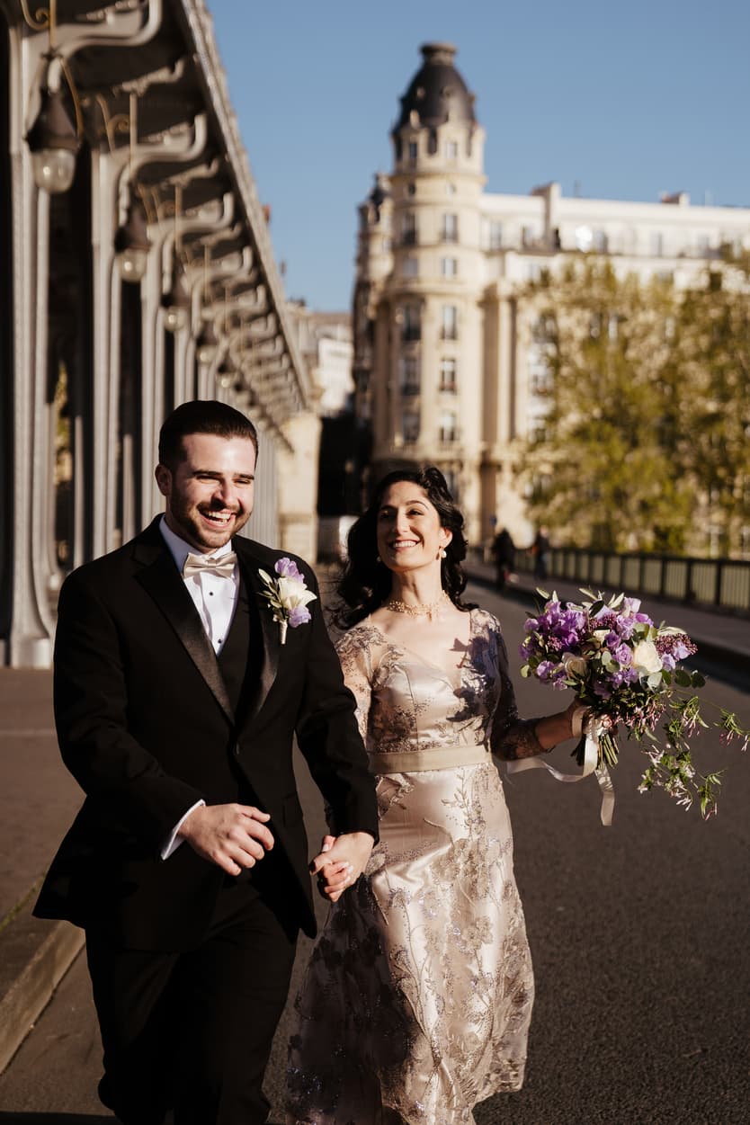 Destination Purple wedding elopement in Paris 