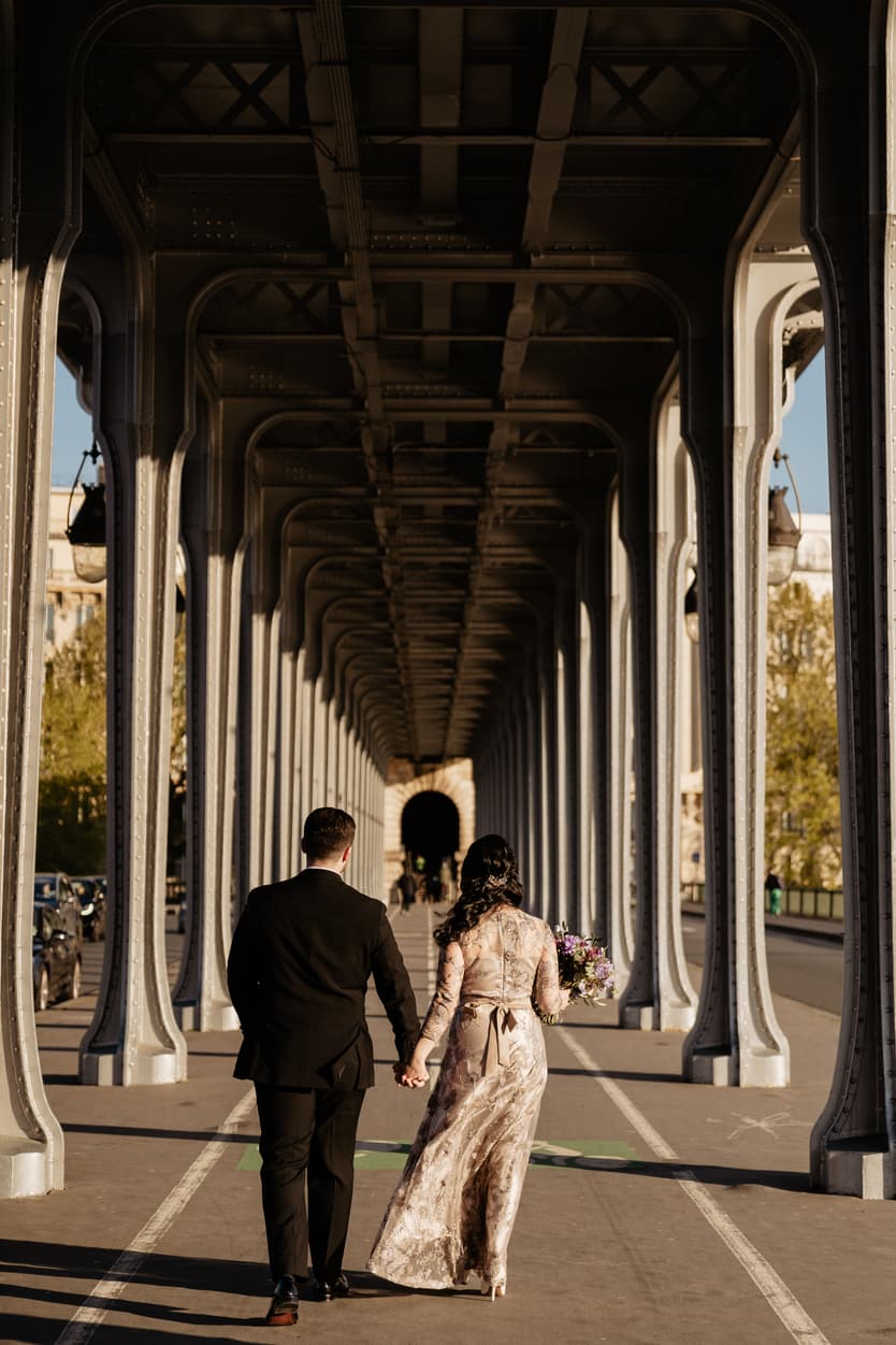 Destination Purple wedding elopement in Paris Bir Hakeim
