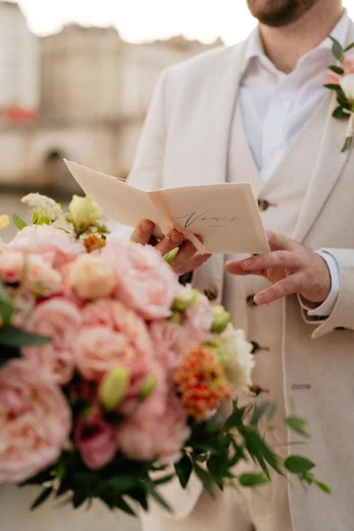 Paris elopement planner - vows book and flowers