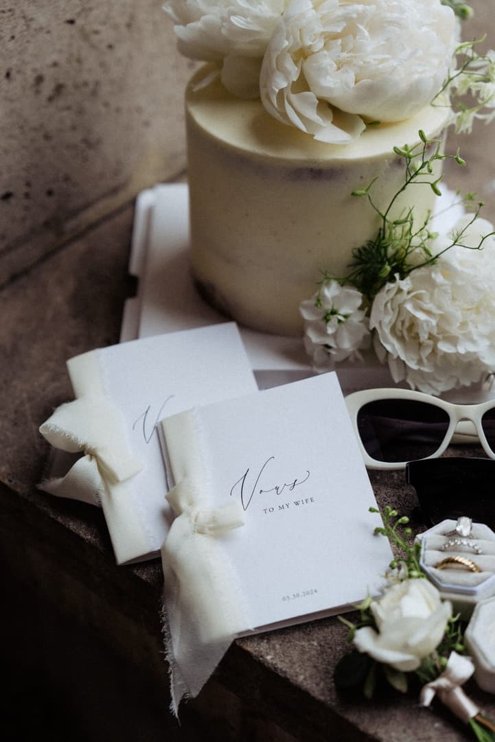 Paris elopement planner - vows book and flowers details shots