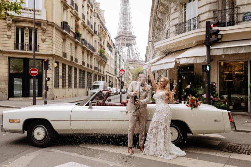 Bride wearing Galia Lahav elopement wedding Paris
