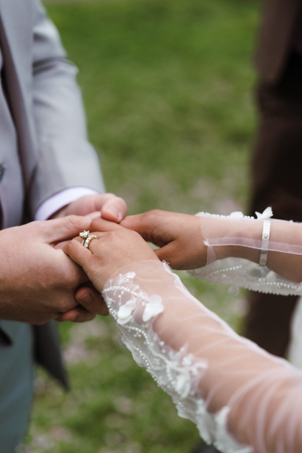 Paris elopement bride groom holding hands