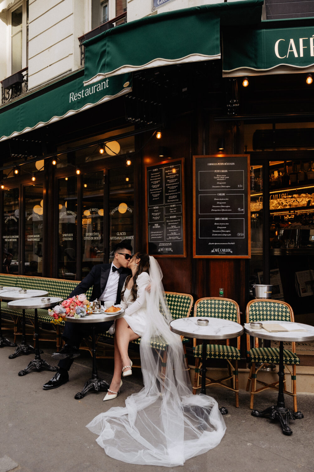 modern paris elopement in a café