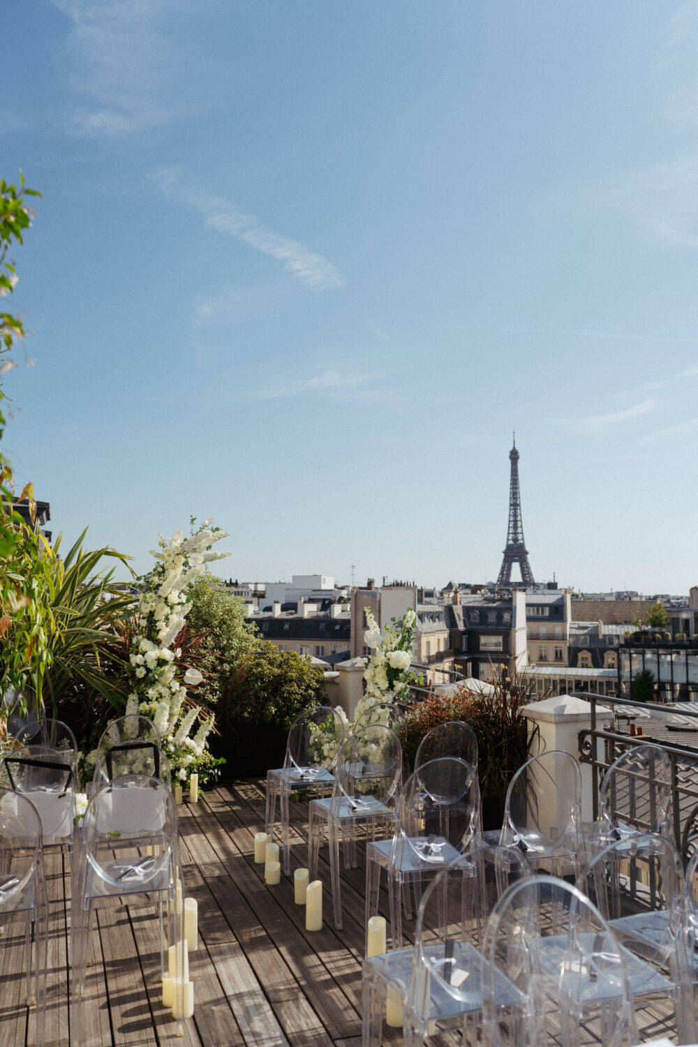 decorations for wedding terrace eiffel tower paris marignan hotel