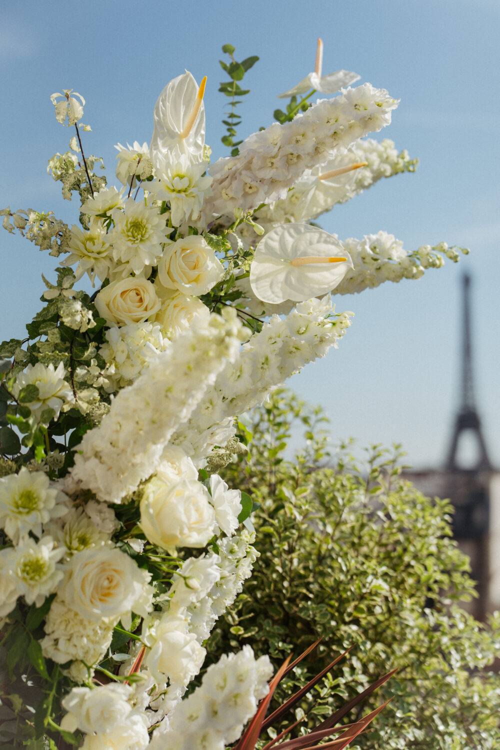 flowers wedding terrace eiffel tower paris marignan hotel