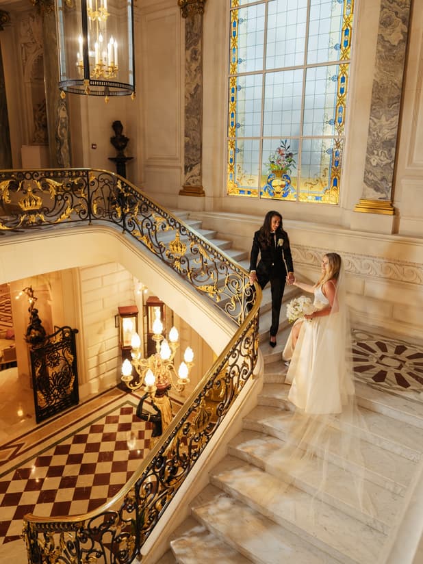 Private vows on a terrace with the Eiffel Tower as their witness.